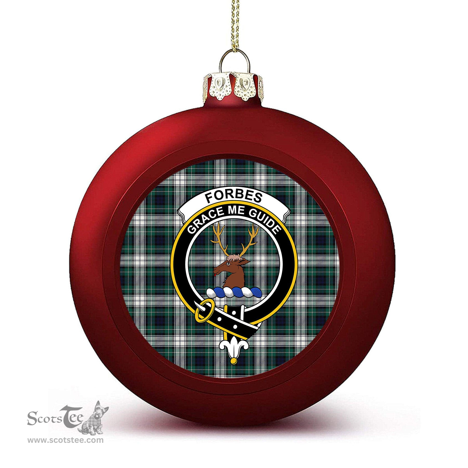 ScotsTee Shop Scottish Forbes Dress Modern Crest Tartan Christmas Ball Ornament
