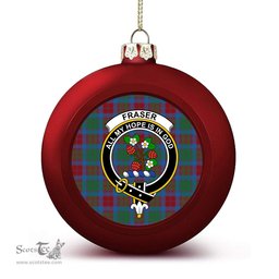ScotsTee Shop Scottish Fraser of Altyre Ancient Crest Tartan Christmas Ball Ornament