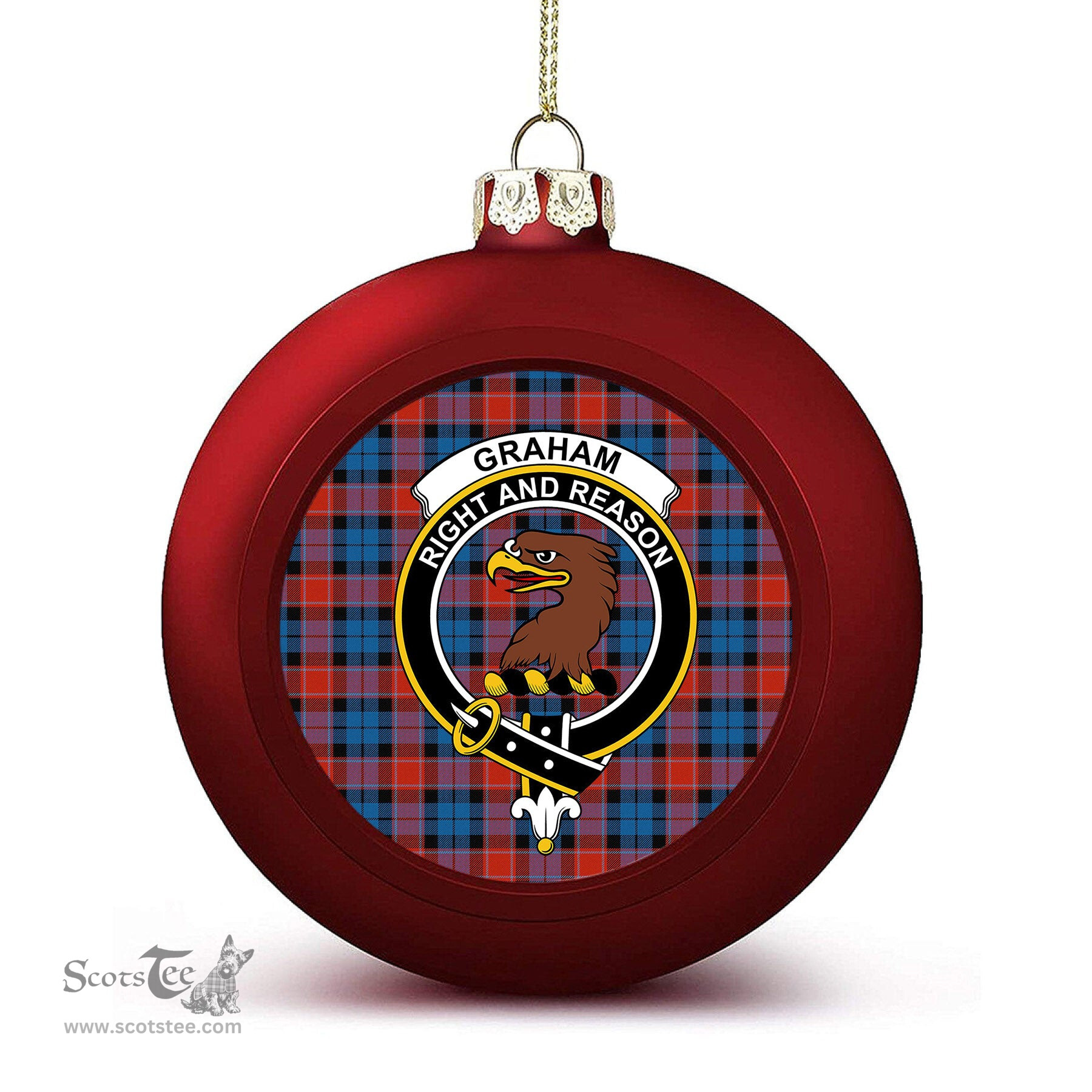 ScotsTee Shop Scottish Graham of Menteith Red Ancient Crest Tartan Christmas Ball Ornament