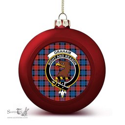ScotsTee Shop Scottish Graham of Menteith Red Ancient Crest Tartan Christmas Ball Ornament