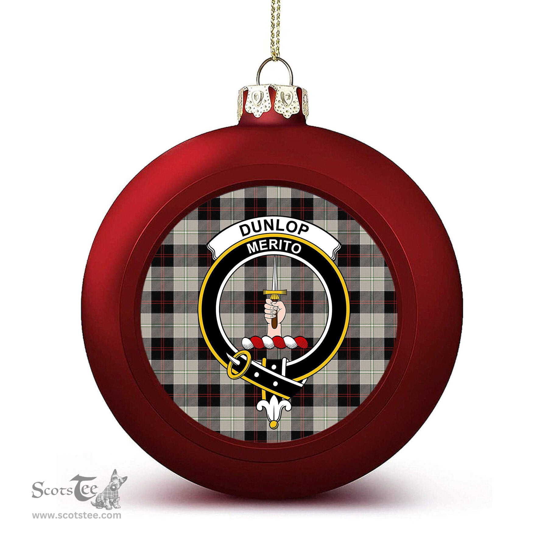 ScotsTee Shop Scottish Dunlop Hunting Modern Crest Tartan Christmas Ball Ornament