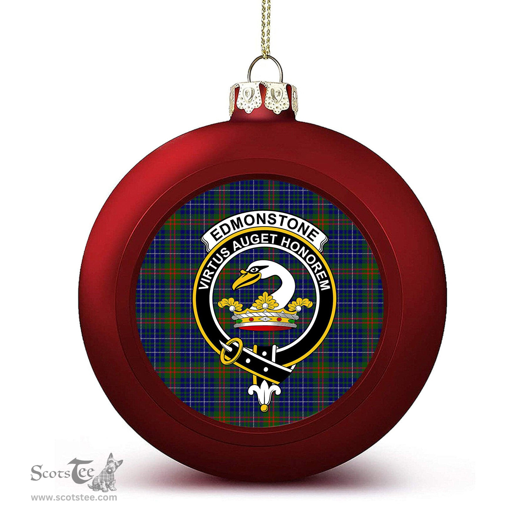 ScotsTee Shop Scottish Edmonstone of Duntreath Crest Tartan Christmas Ball Ornament