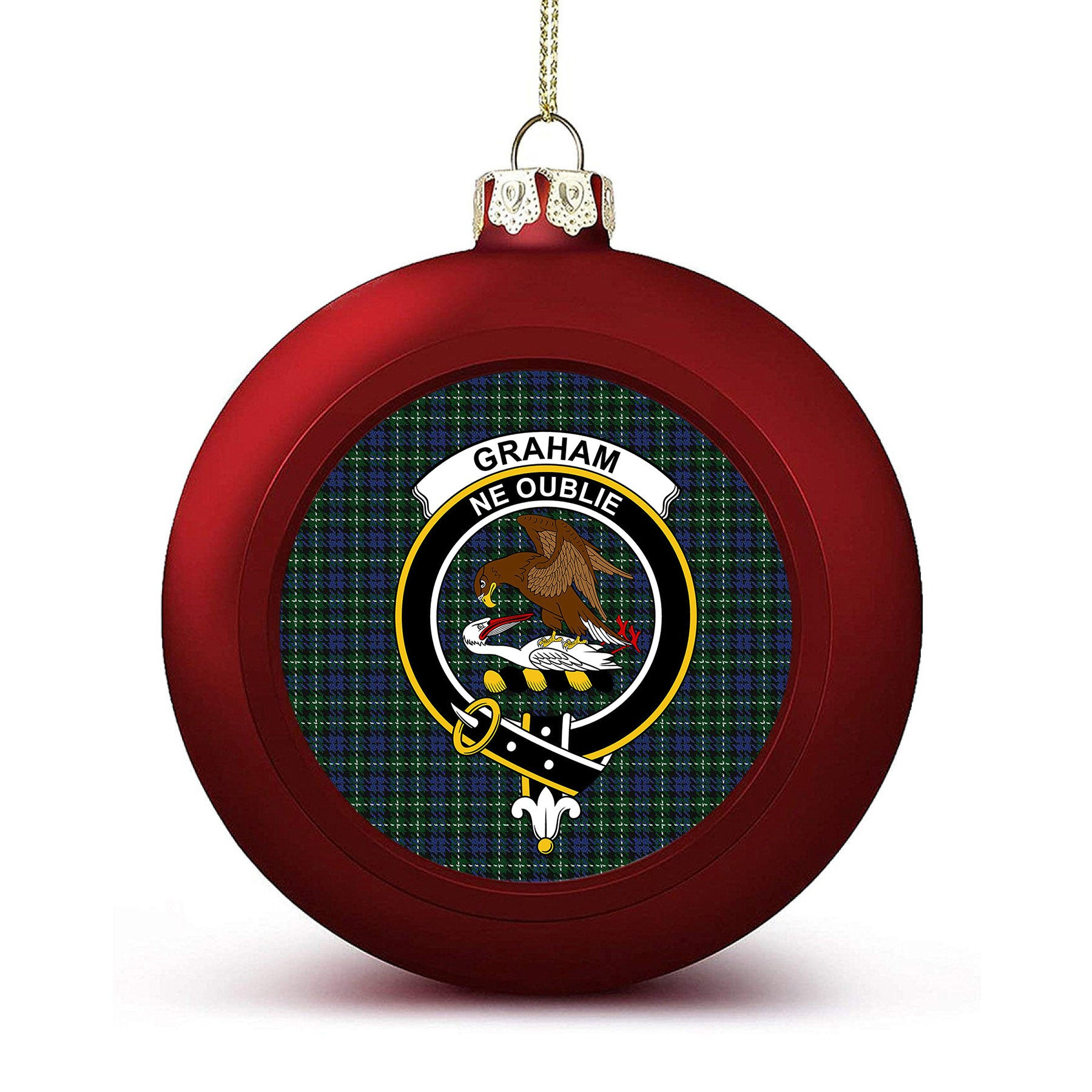 ScotsTee Shop Scottish Graham of Montrose 3 Crest Tartan Christmas Ball Ornament