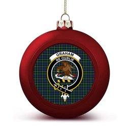 ScotsTee Shop Scottish Graham of Montrose 3 Crest Tartan Christmas Ball Ornament