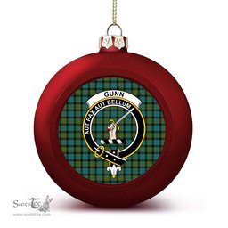 ScotsTee Shop Scottish Gunn Ancient Clan Crest Tartan Christmas Ball Ornament