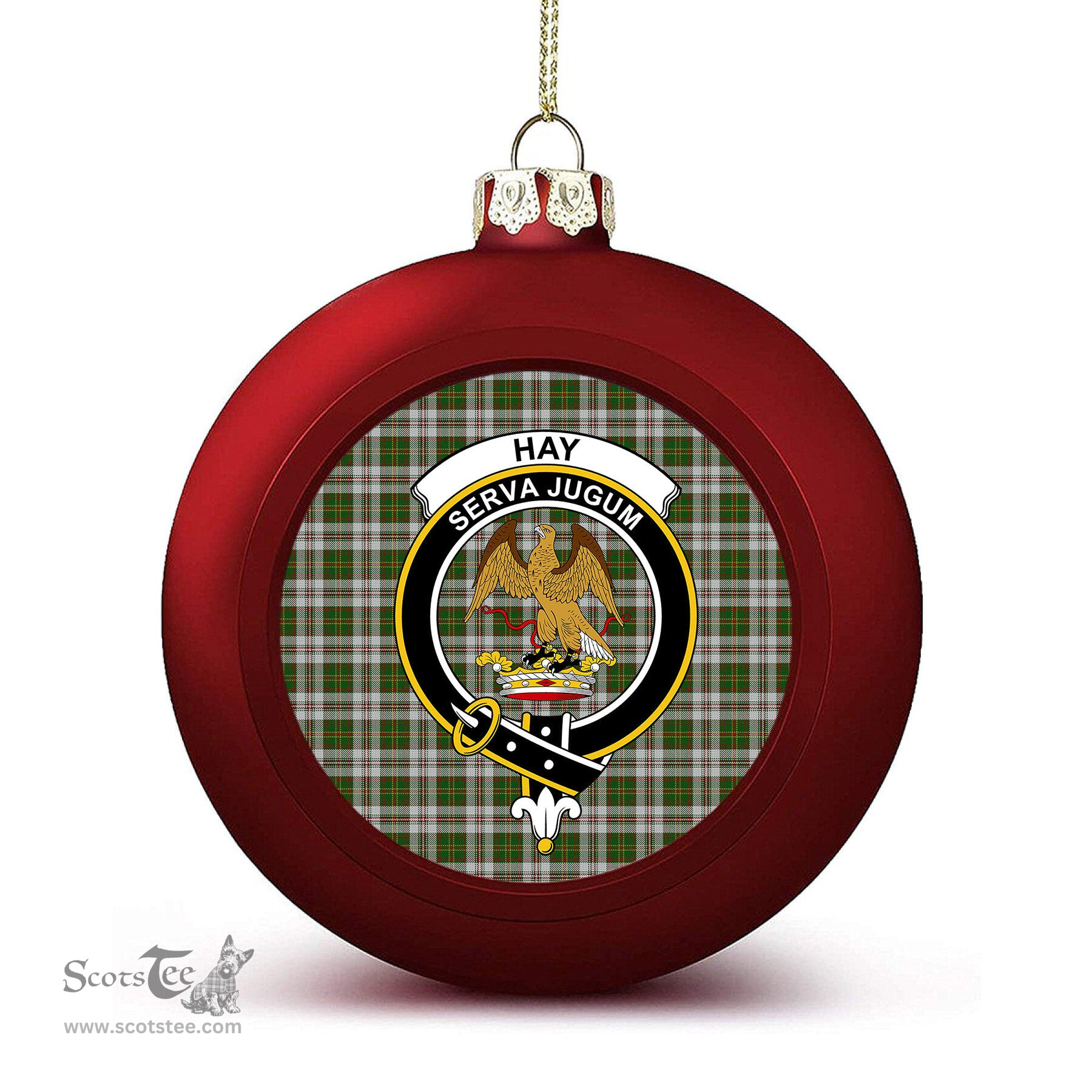 ScotsTee Shop Scottish Hay White Dress Crest Tartan Christmas Ball Ornament
