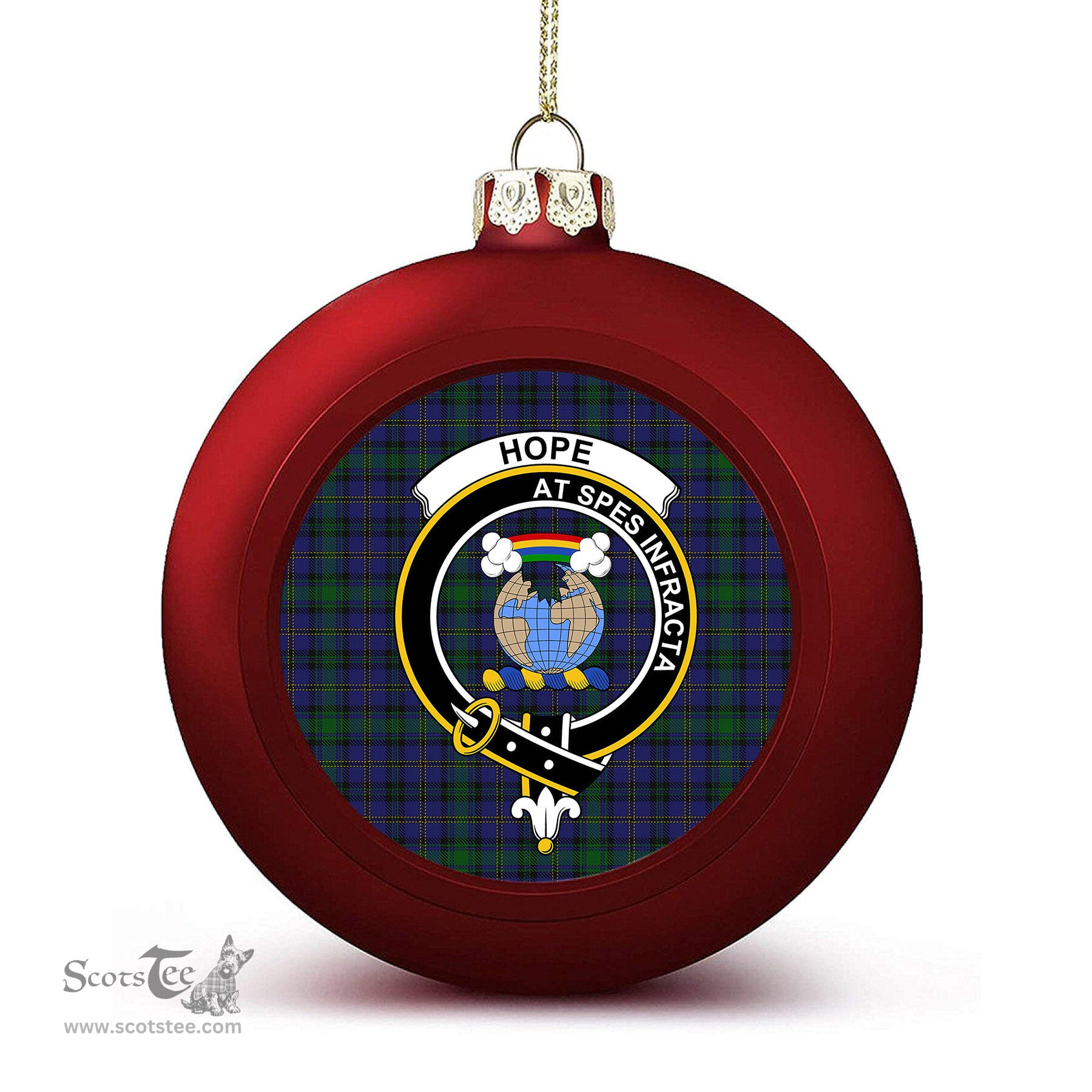 ScotsTee Shop Scottish Hope-Vere Weir Crest Tartan Christmas Ball Ornament
