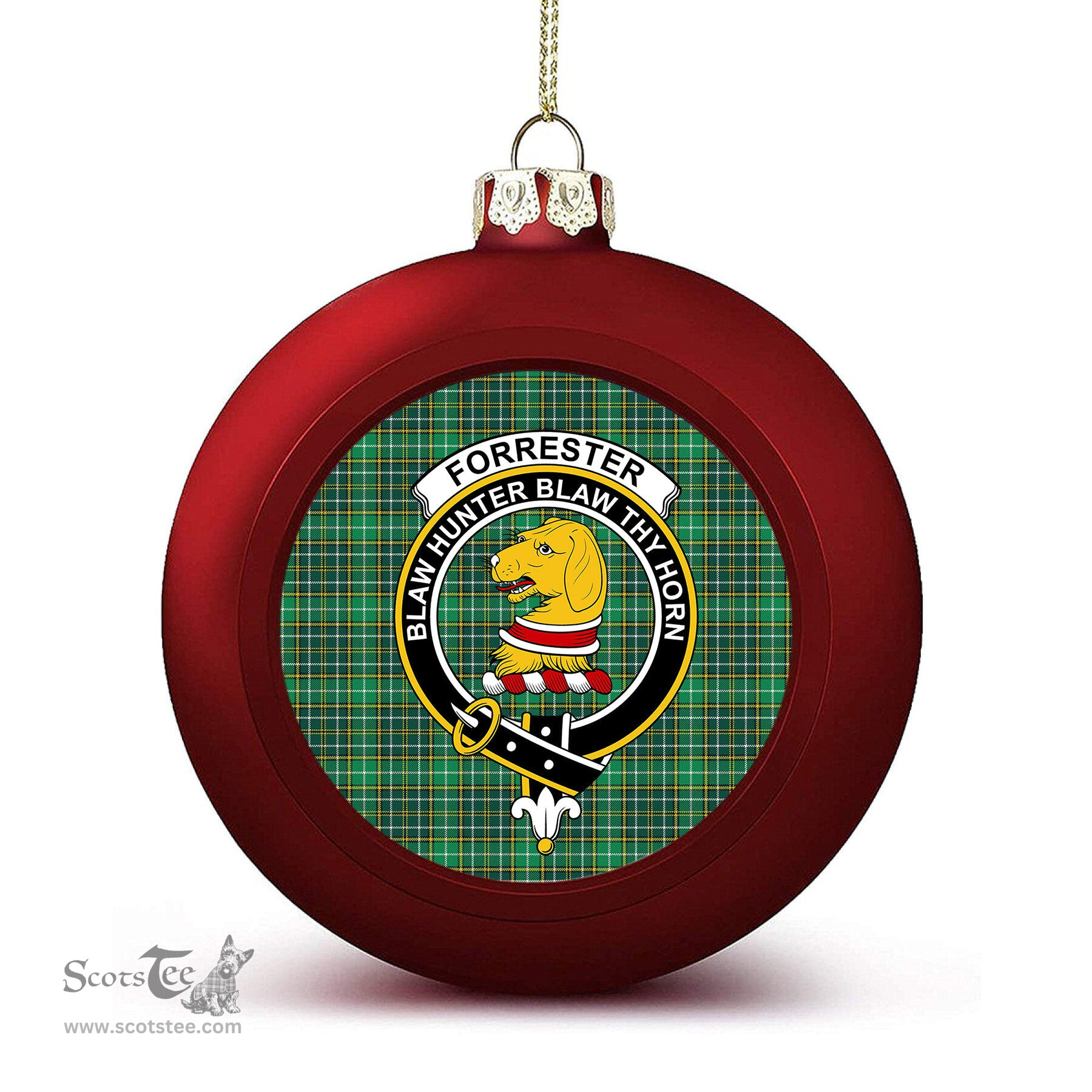 ScotsTee Shop Scottish Forrester Hunting Modern Crest Tartan Christmas Ball Ornament