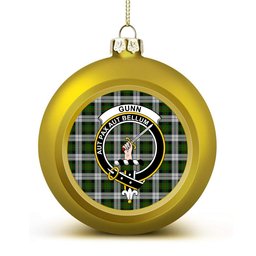 ScotsTee Shop Scottish Gunn Mrs Jane of Kirkhill House Wick Crest Tartan Christmas Ball Ornament