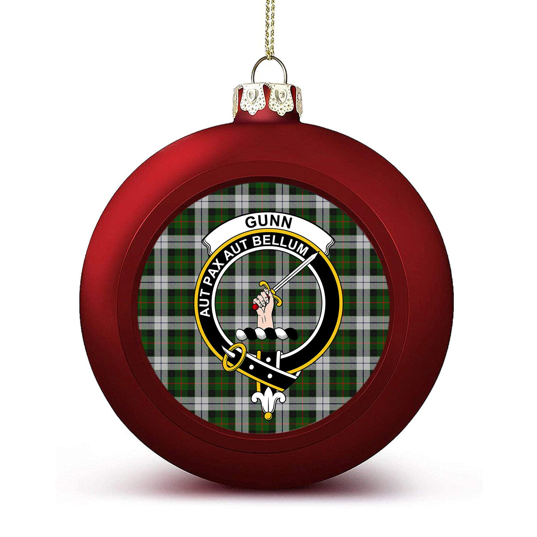 ScotsTee Shop Scottish Gunn Mrs Jane of Kirkhill House Wick Crest Tartan Christmas Ball Ornament
