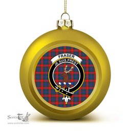 ScotsTee Shop Scottish Fraser of Lovat Modern Crest Tartan Christmas Ball Ornament