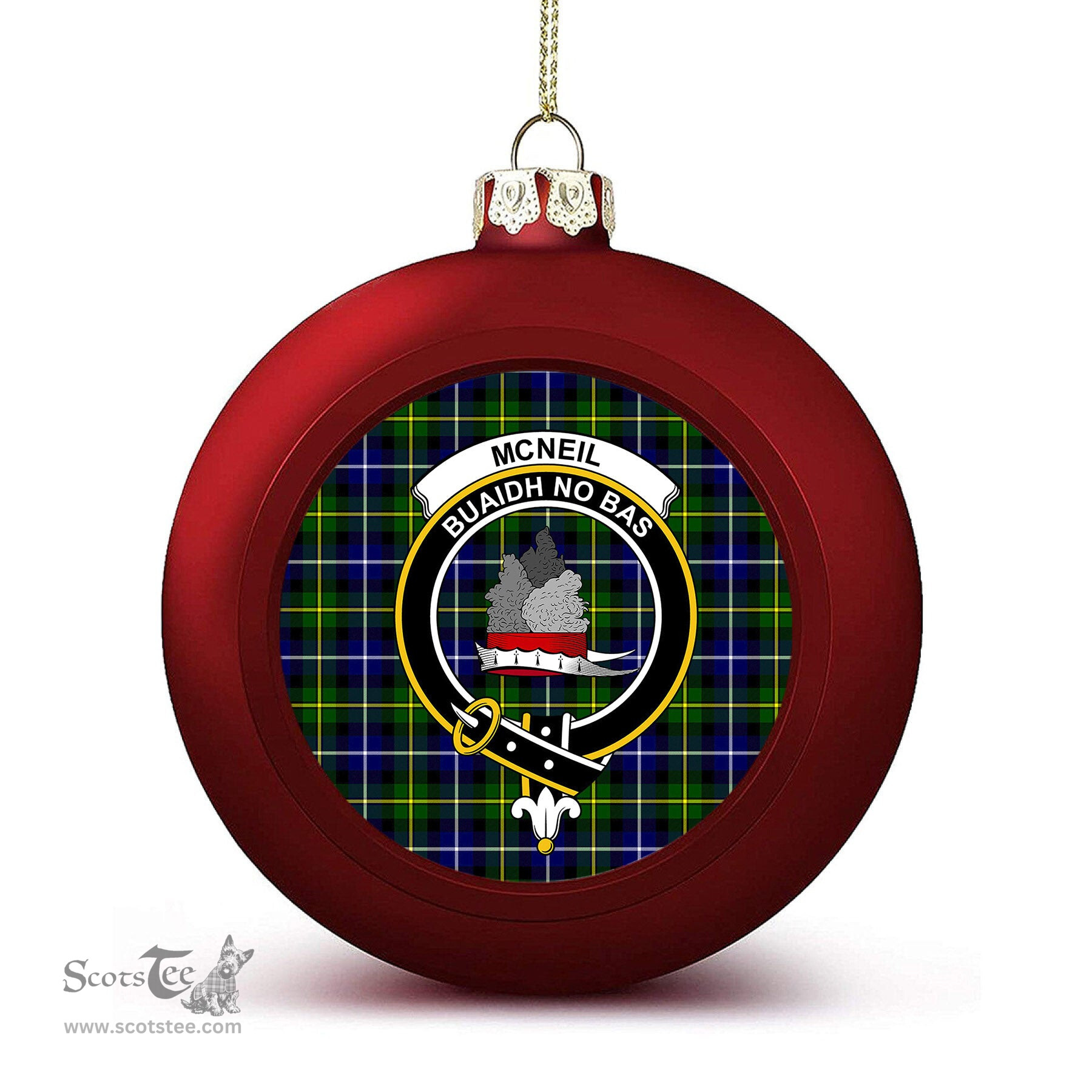 ScotsTee Shop Scottish McNeil of Barra Modern Crest Tartan Christmas Ball Ornament