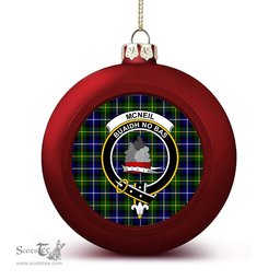 ScotsTee Shop Scottish McNeil of Barra Modern Crest Tartan Christmas Ball Ornament