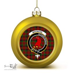 ScotsTee Shop Scottish MacNicol Inverness Tweed Mill Co Ltd Crest Tartan Christmas Ball Ornament