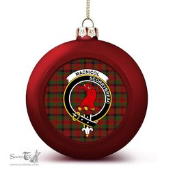 ScotsTee Shop Scottish MacNicol Inverness Tweed Mill Co Ltd Crest Tartan Christmas Ball Ornament