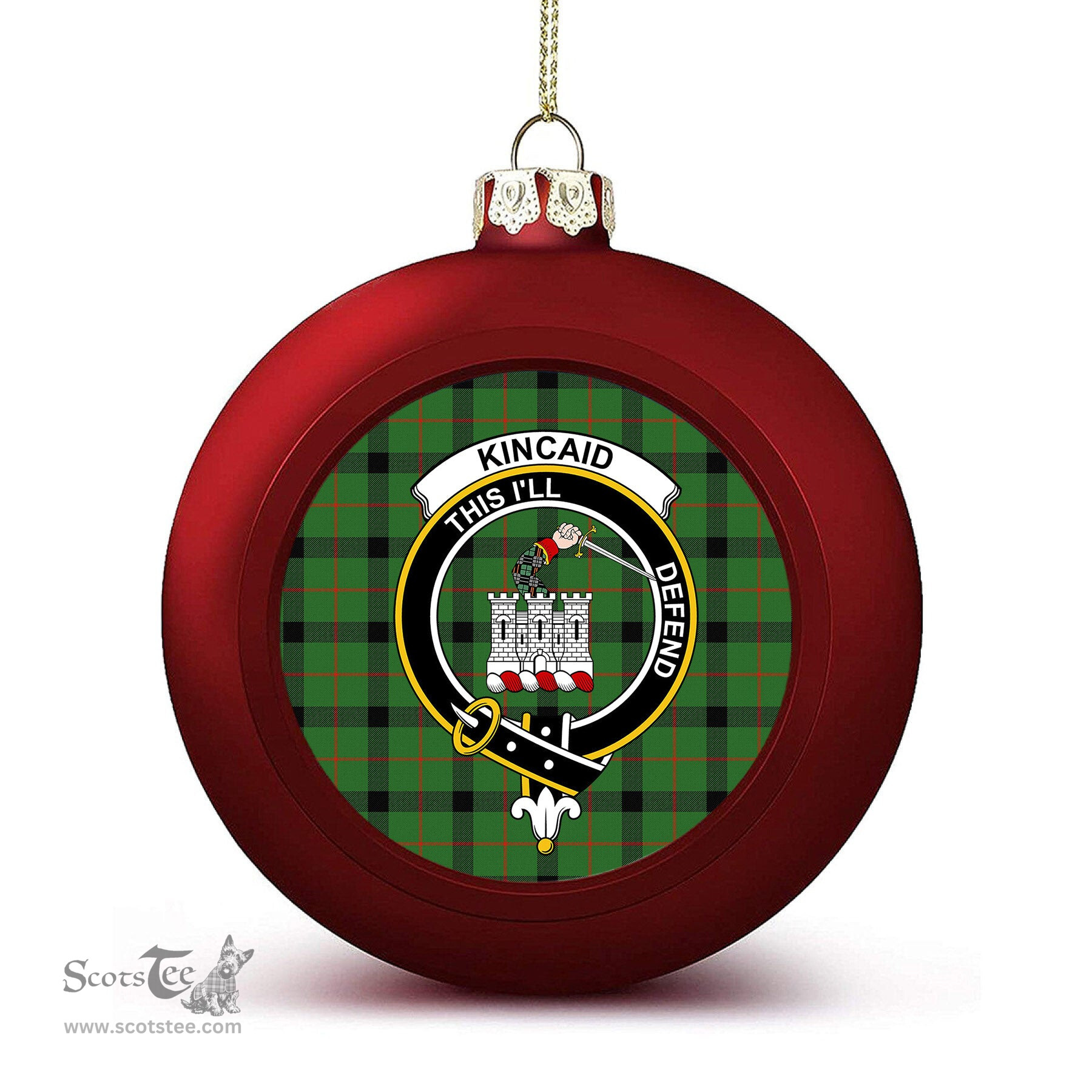 ScotsTee Shop Scottish Kincaid Ancient Crest Tartan Christmas Ball Ornament