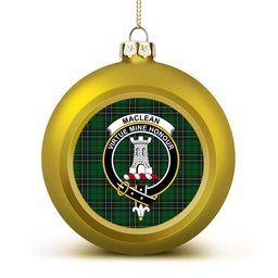 ScotsTee Shop Scottish MacLean of Duart Hunting Crest Tartan Christmas Ball Ornament