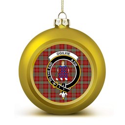 ScotsTee Shop Scottish Ogilvie 3 Crest Tartan Christmas Ball Ornament