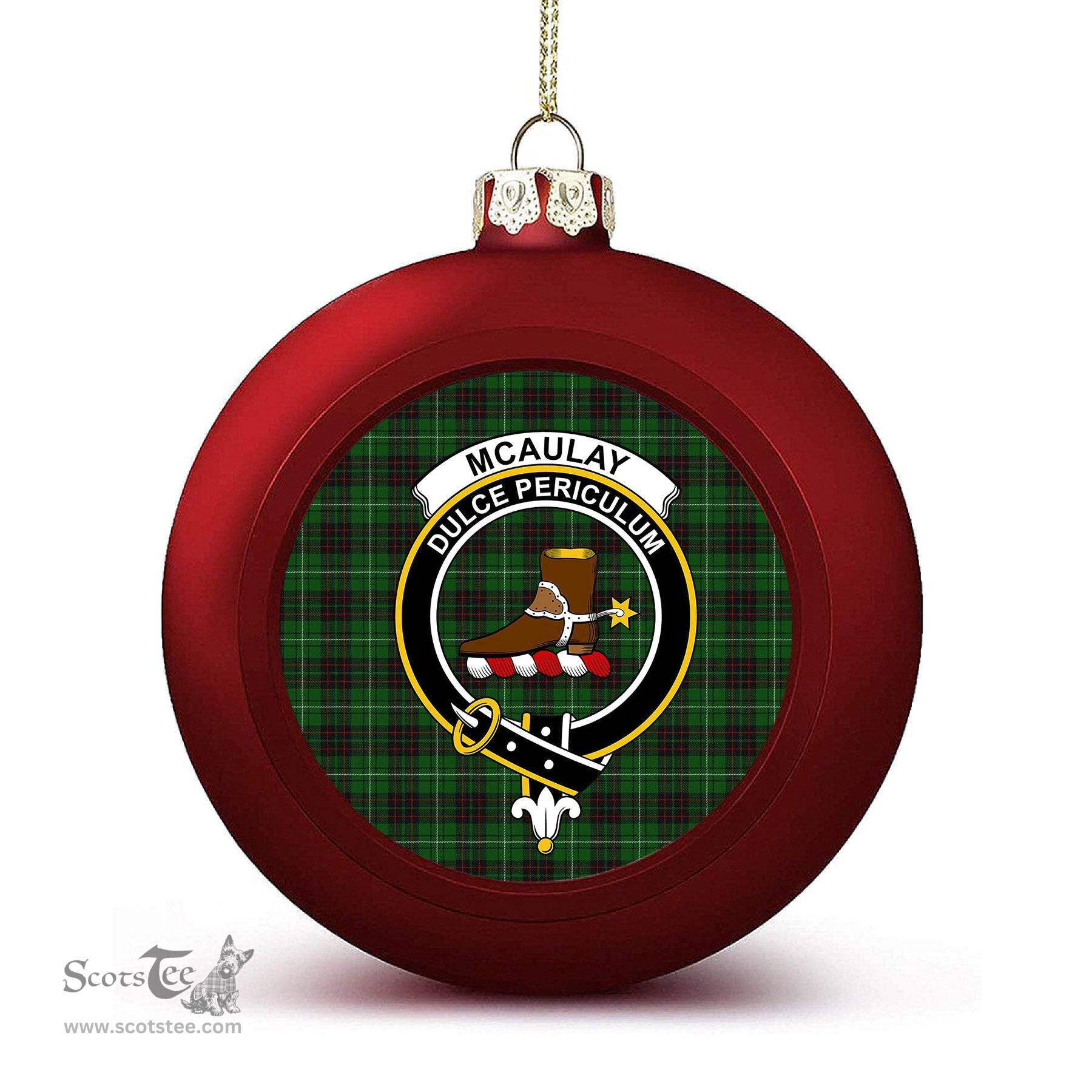 ScotsTee Shop Scottish McAulay of Lewis Crest Tartan Christmas Ball Ornament
