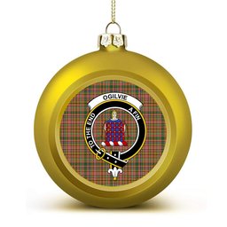 ScotsTee Shop Scottish Ogilvie (Ogilvy) of Strathallan Ancient Crest Tartan Christmas Ball Ornament