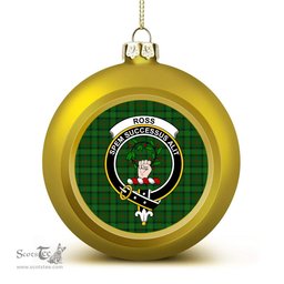 ScotsTee Shop Scottish Ross Hunting 3 Crest Tartan Christmas Ball Ornament