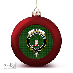ScotsTee Shop Scottish Ross Hunting 3 Crest Tartan Christmas Ball Ornament