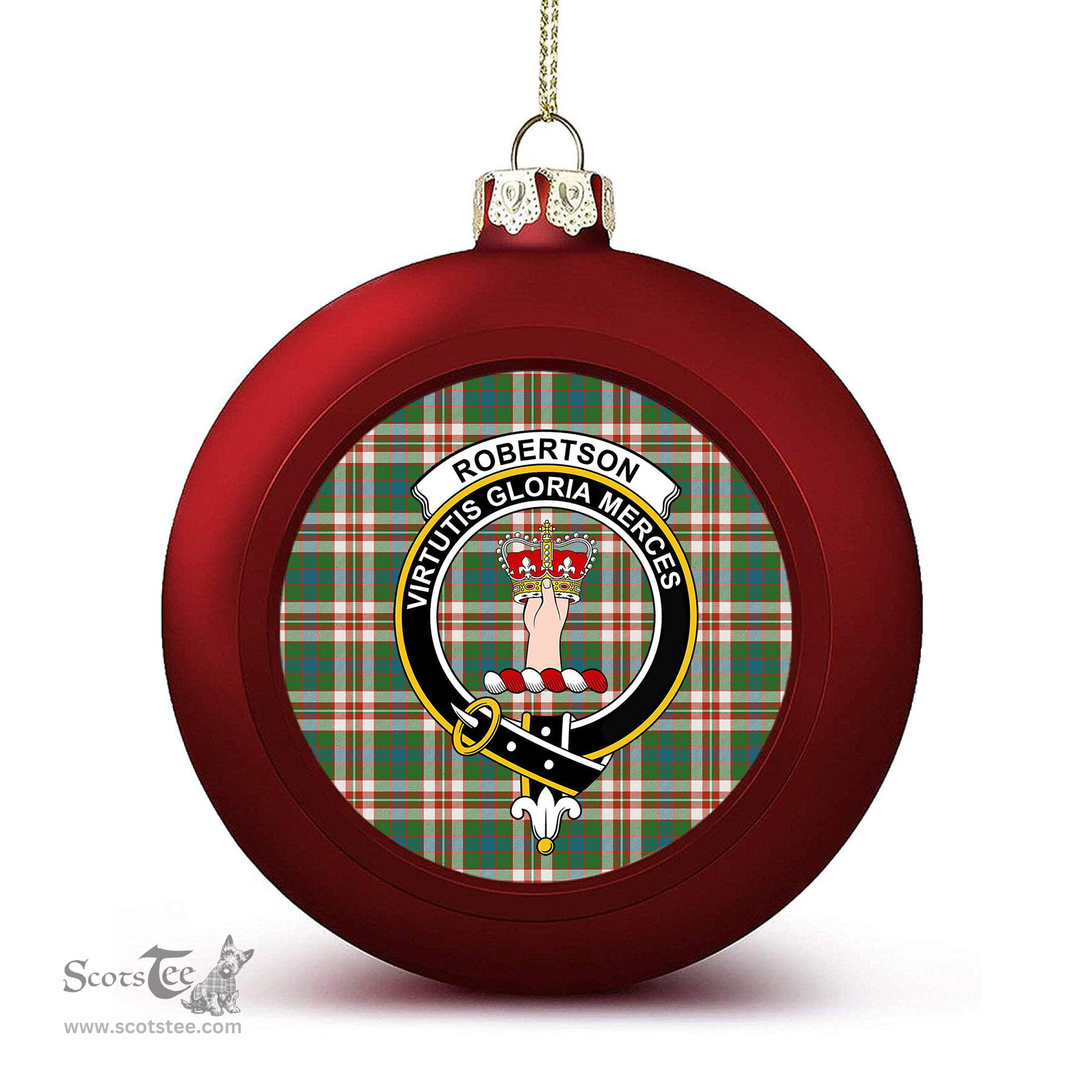 ScotsTee Shop Scottish Robertson Dress Ancient Crest Tartan Christmas Ball Ornament