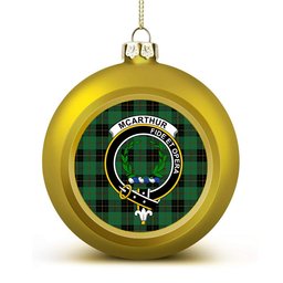 ScotsTee Shop Scottish McArthur-Fox Hunting Ancient Crest Tartan Christmas Ball Ornament