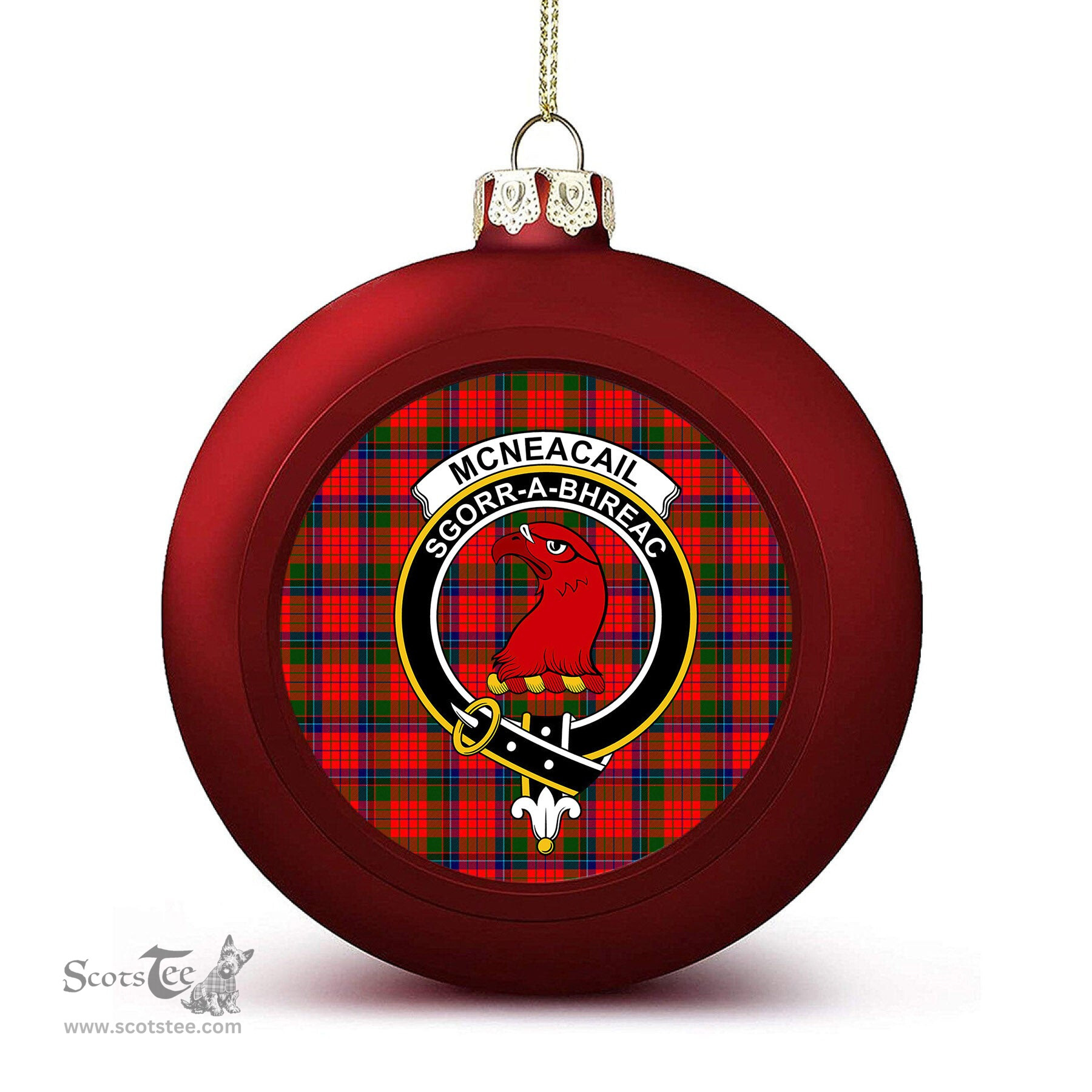 ScotsTee Shop Scottish McNeacail of Scorrybreac Crest Tartan Christmas Ball Ornament