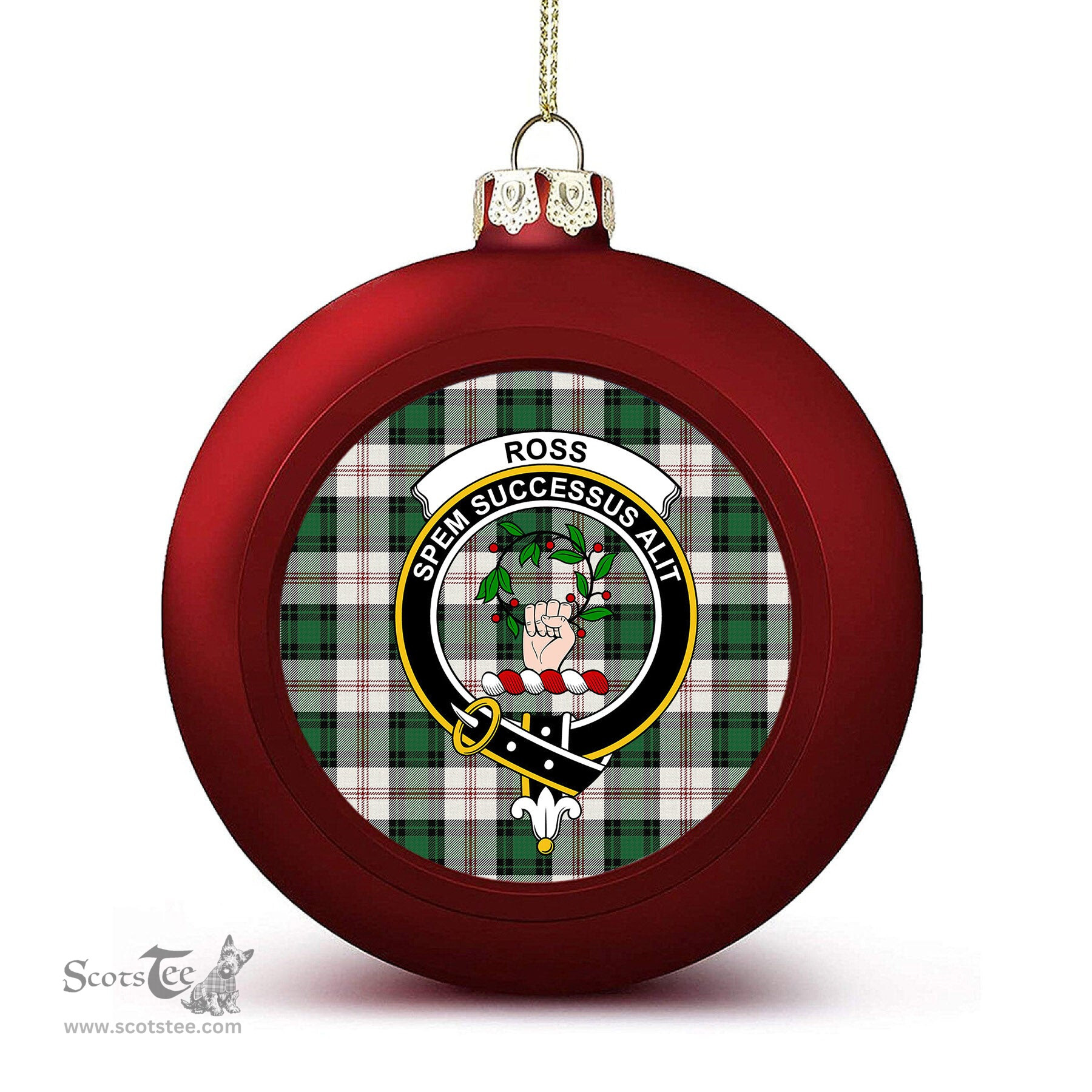ScotsTee Shop Scottish Ross Arisaid Ancient Crest Tartan Christmas Ball Ornament