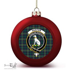 ScotsTee Shop Scottish Hunter of Hunterston Modern Crest Tartan Christmas Ball Ornament