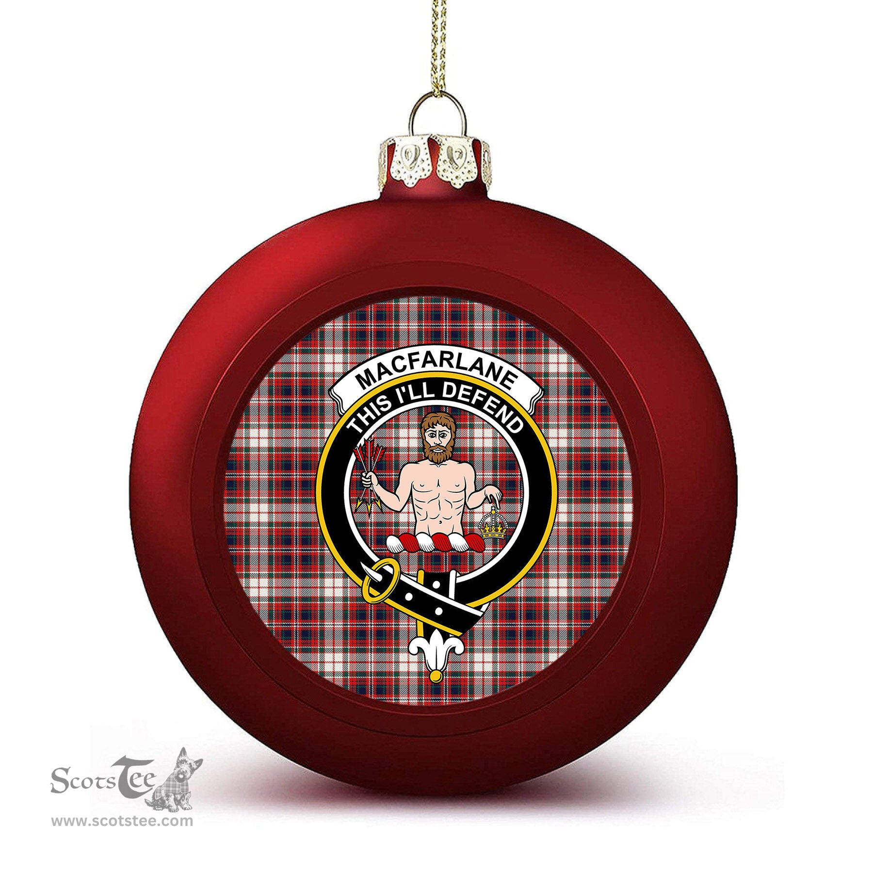 ScotsTee Shop Scottish MacFarlane Dress Modern Crest Tartan Christmas Ball Ornament