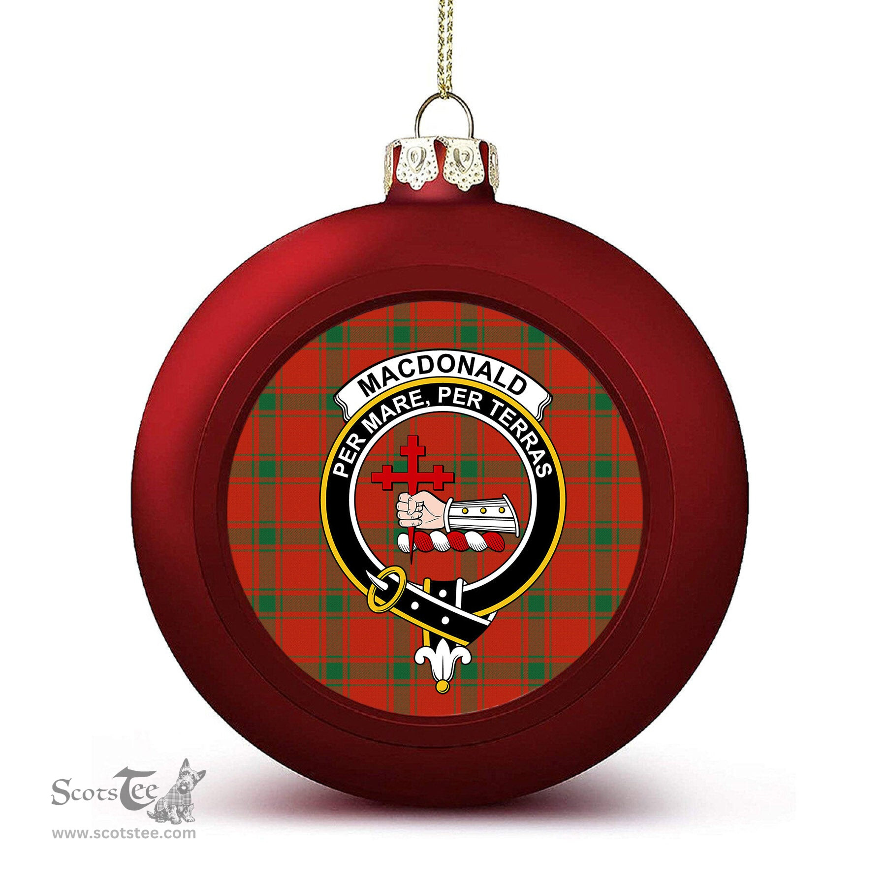 ScotsTee Shop Scottish MacDonald of Sleat Ancient Crest Tartan Christmas Ball Ornament