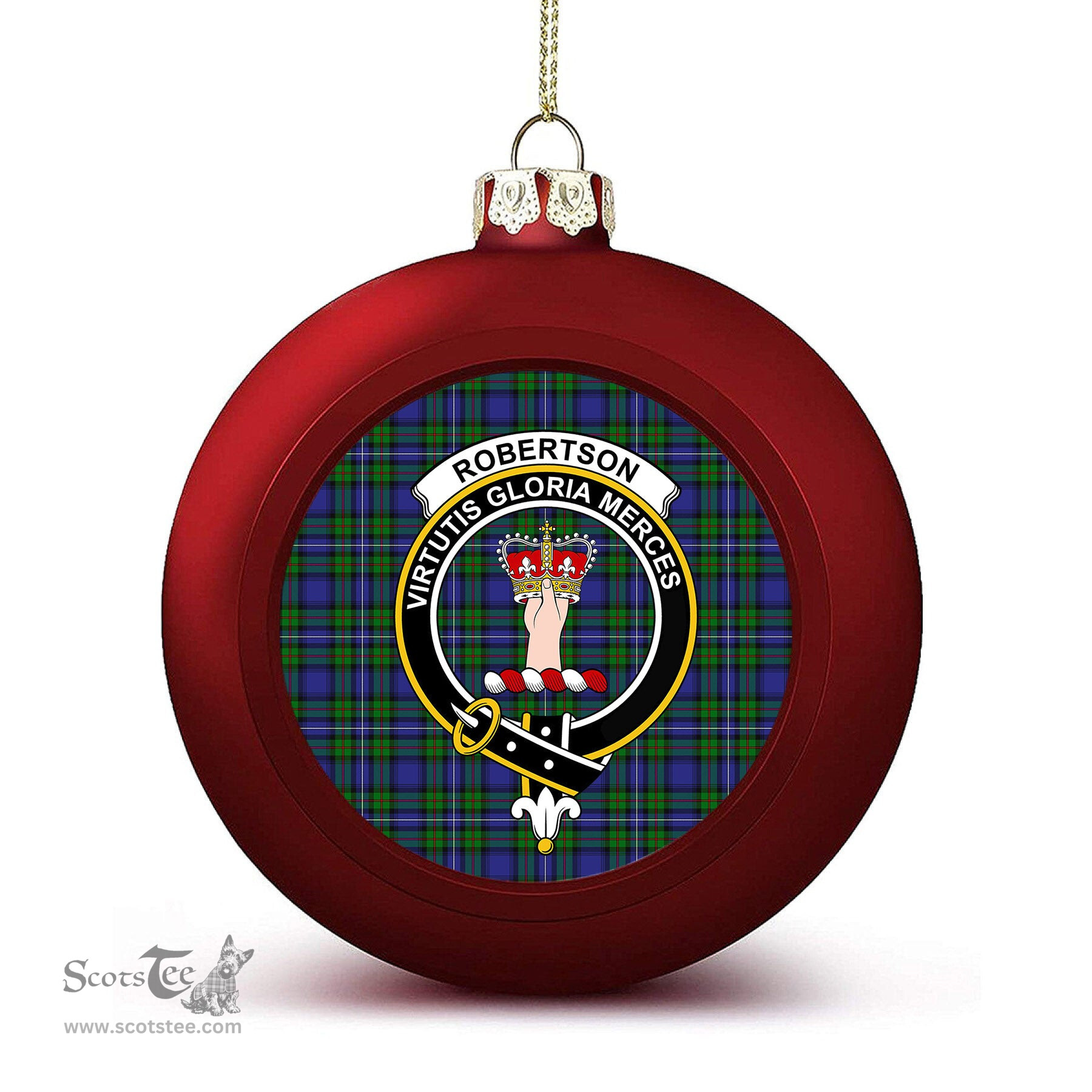 ScotsTee Shop Scottish Robertson Hunting Modern Crest Tartan Christmas Ball Ornament