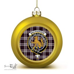 ScotsTee Shop Scottish MacPherson of Pitmain Crest Tartan Christmas Ball Ornament