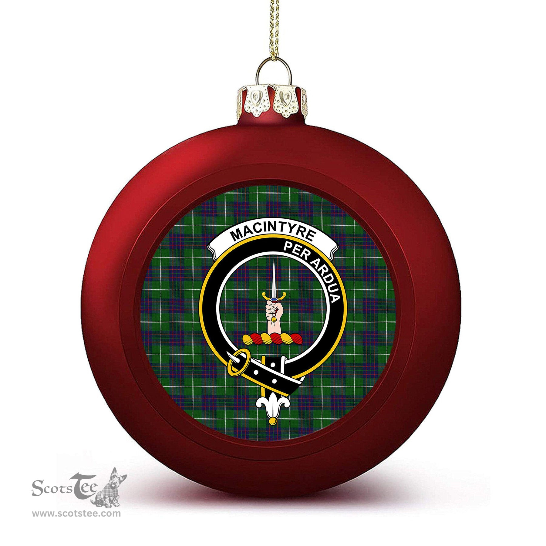 ScotsTee Shop Scottish MacIntyre Hunting Crest Tartan Christmas Ball Ornament