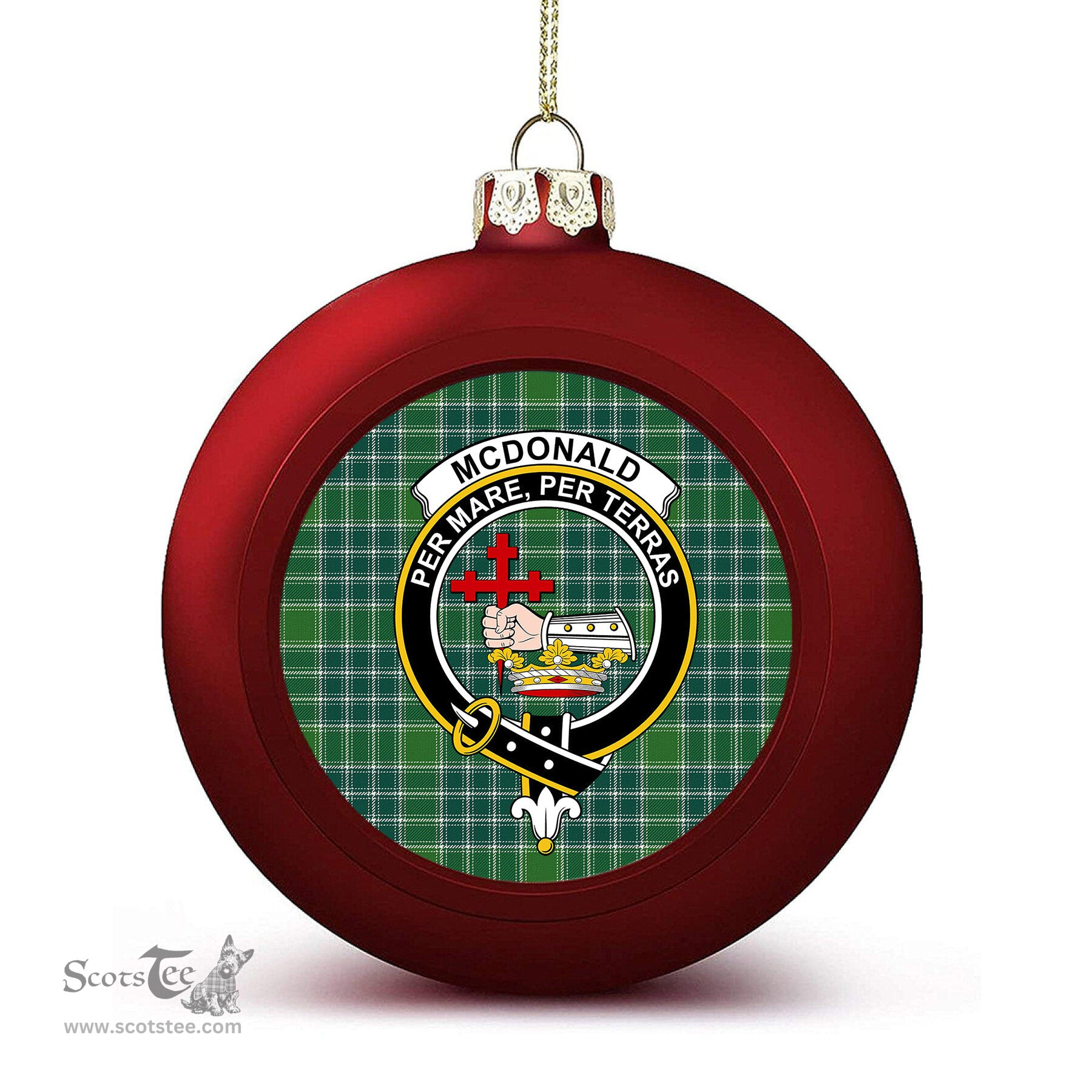 ScotsTee Shop Scottish McDonald Lord of the Isles Hunting Ancient Crest Tartan Christmas Ball Ornament