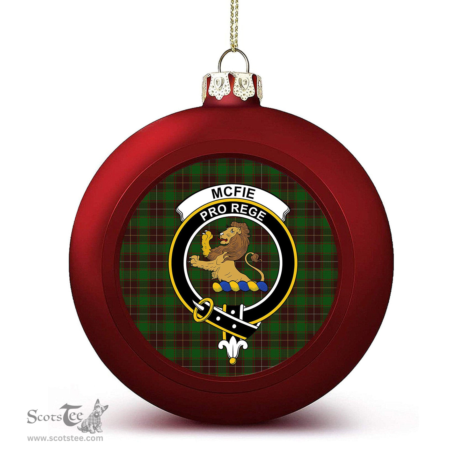 ScotsTee Shop Scottish McFie Hunting Crest Tartan Christmas Ball Ornament