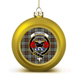 ScotsTee Shop Scottish MacLeod Of Harris Weathered Crest Tartan Christmas Ball Ornament