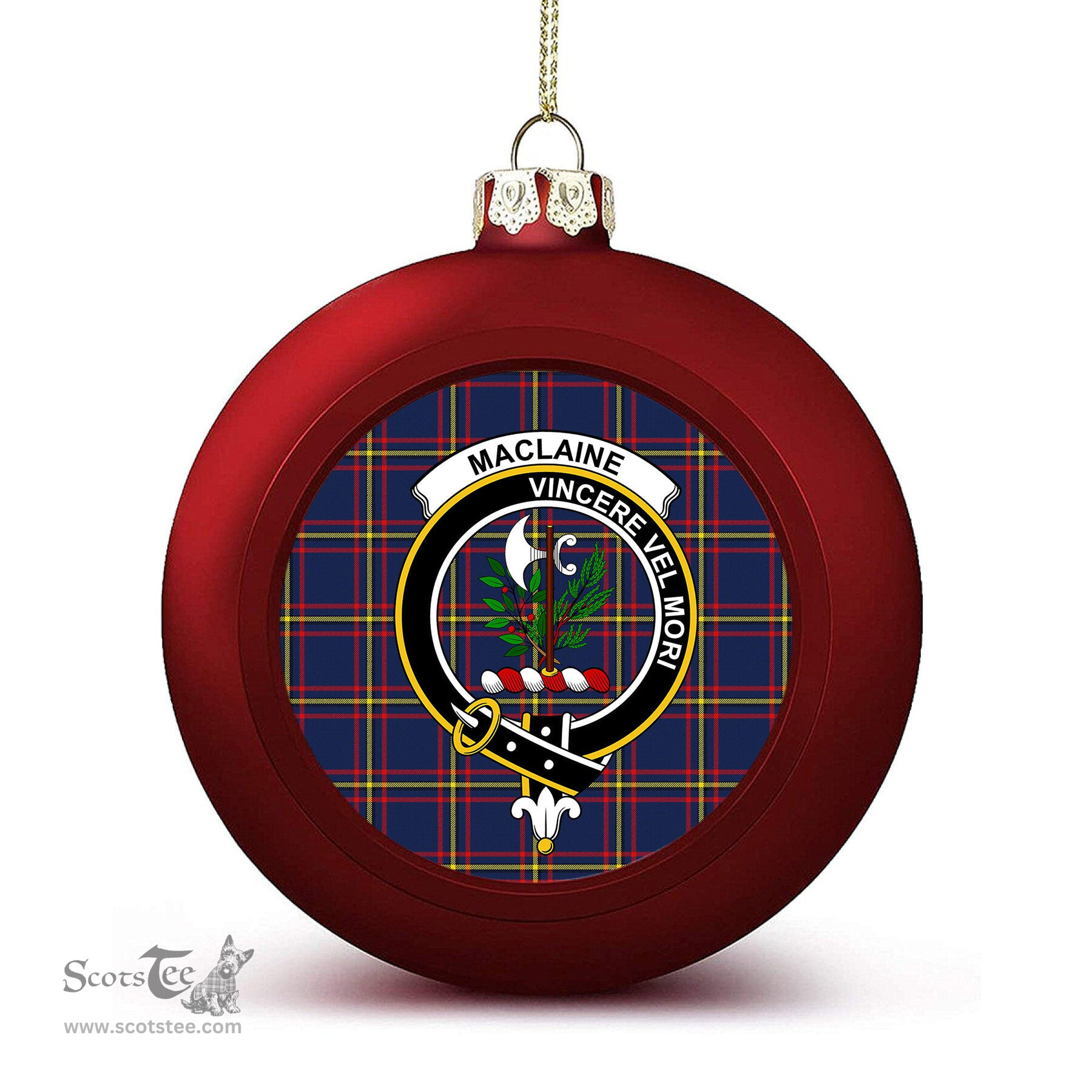 ScotsTee Shop Scottish MacLaine of Lochbuie Hunting Modern Crest Tartan Christmas Ball Ornament