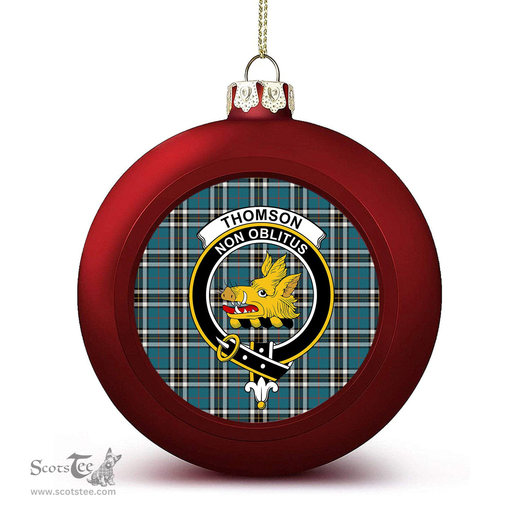 ScotsTee Shop Scottish Thomson Dress Blue Ancient Crest Tartan Christmas Ball Ornament