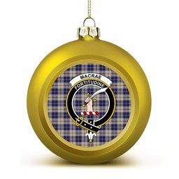 ScotsTee Shop Scottish MacRae of Conchra Crest Tartan Christmas Ball Ornament