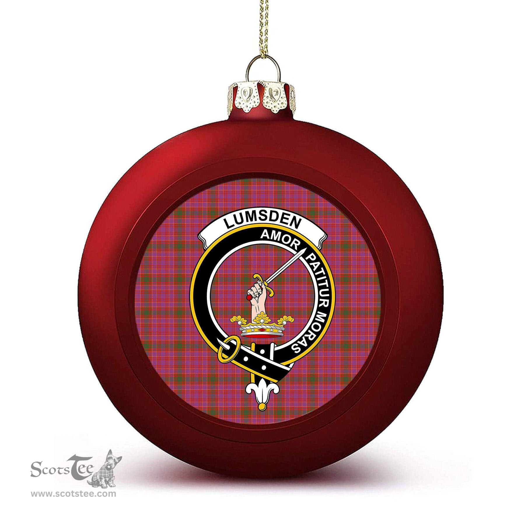 ScotsTee Shop Scottish Lumsden of Clova Ancient Crest Tartan Christmas Ball Ornament