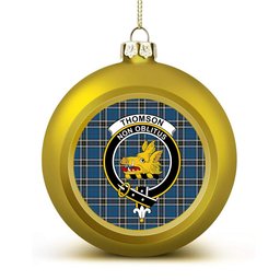 ScotsTee Shop Scottish Thomson Dress Blue Crest Tartan Christmas Ball Ornament