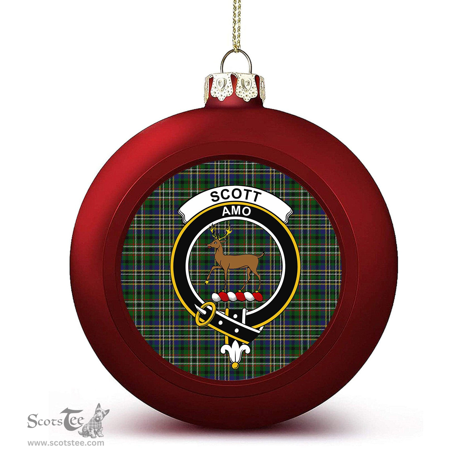 ScotsTee Shop Scottish Scott Green Crest Tartan Christmas Ball Ornament
