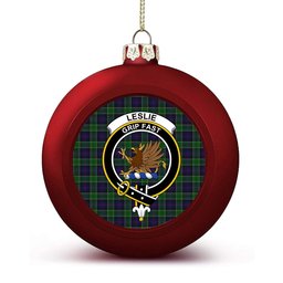 ScotsTee Shop Scottish Leslie Hunting Crest Tartan Christmas Ball Ornament
