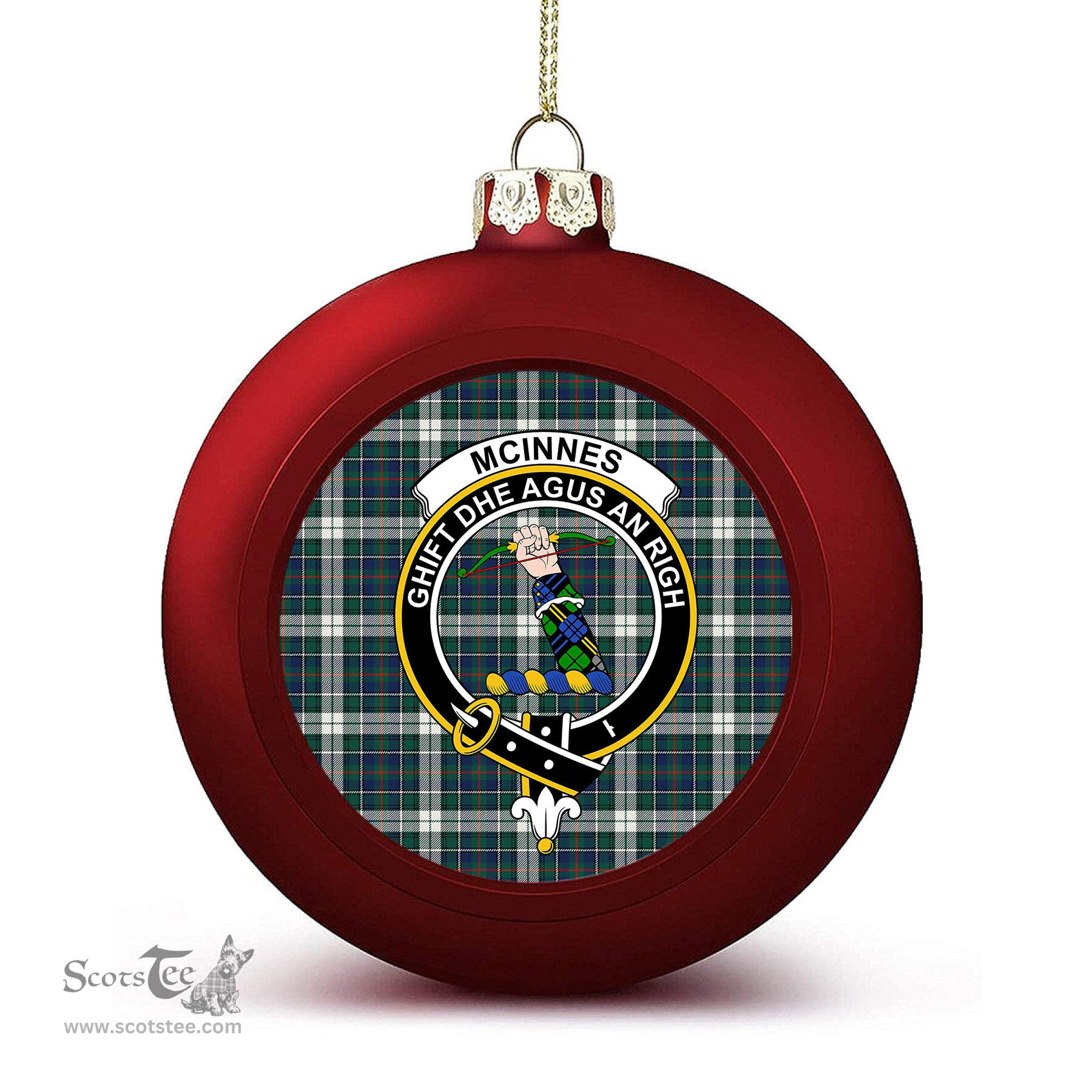 ScotsTee Shop Scottish McInnes Dress Modern Crest Tartan Christmas Ball Ornament