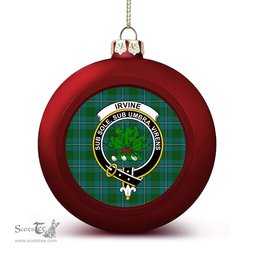 ScotsTee Shop Scottish Irvine of Bonshaw Crest Tartan Christmas Ball Ornament
