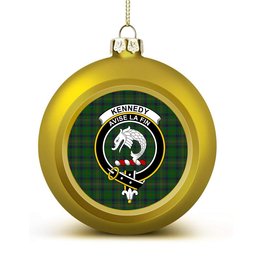 ScotsTee Shop Scottish Kennedy 3 Crest Tartan Christmas Ball Ornament