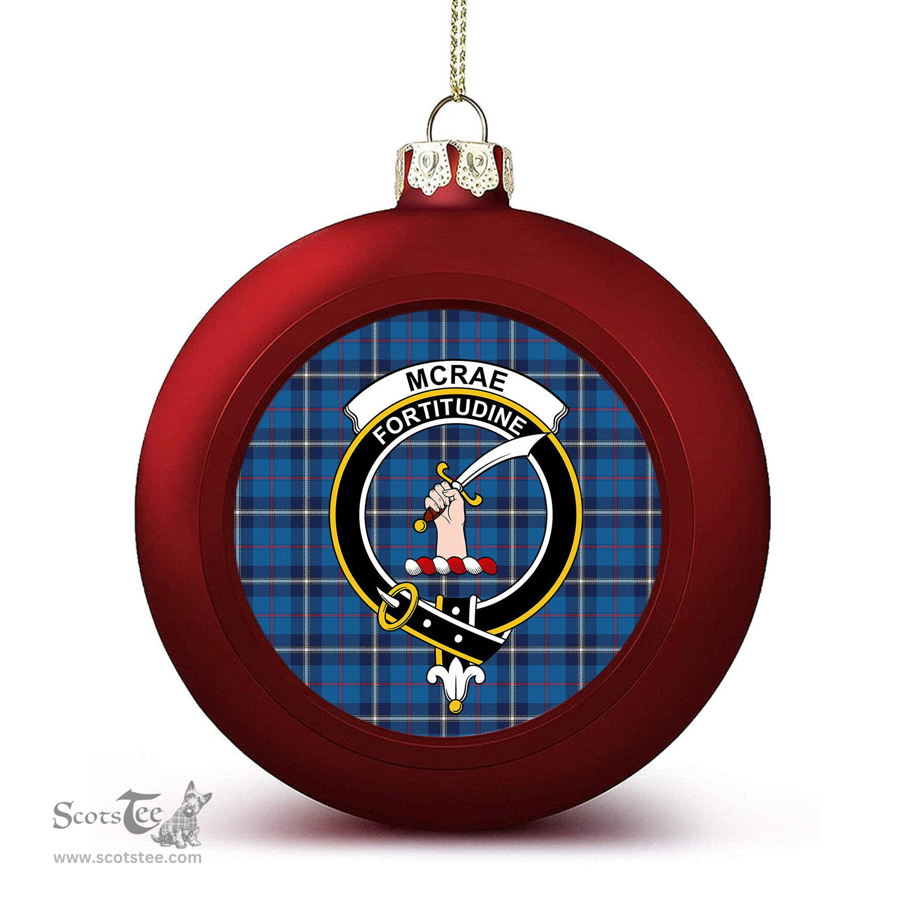 ScotsTee Shop Scottish McRae of America Modern Crest Tartan Christmas Ball Ornament
